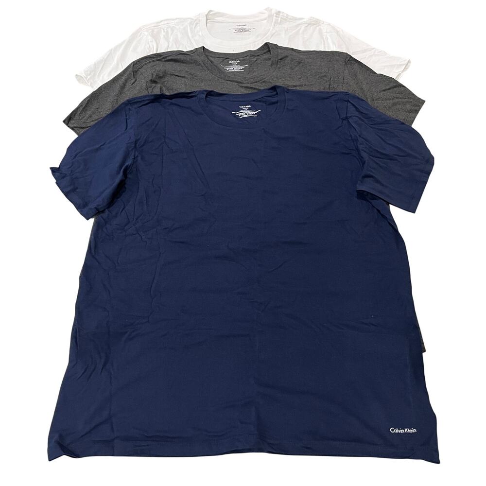 CALVIN KLEIN Crew Neck T-Shirt 3 Pack 100% Cotton Large